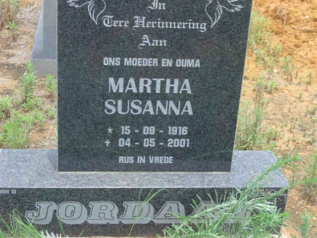 JORDAAN Martha Susanna 1916-2001