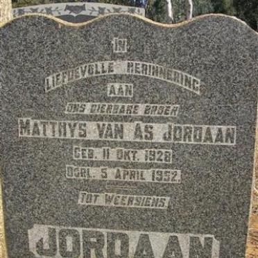 JORDAAN Matthys van As 1928-1952
