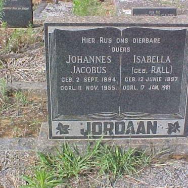 JORDAAN Johannes Jacobus 1894-1955 &amp; Isabella RALL 1897-1981