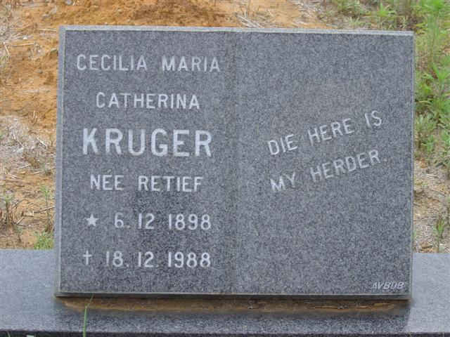 KRUGER Cecilia Maria Catherina RETIEF 1898-1988