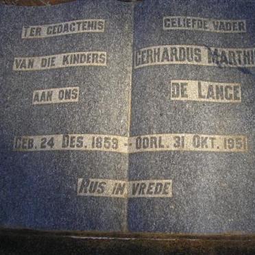 LANGE Gerhardus Marthinus, de 1859-1951
