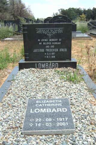 LOMBARD Jacobus Frederick 1907-1976 &amp; Elizabeth Catherine 1917-2001