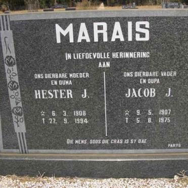 MARAIS Jacob J. 1907-1975 &amp; Hester J. 1908-1994