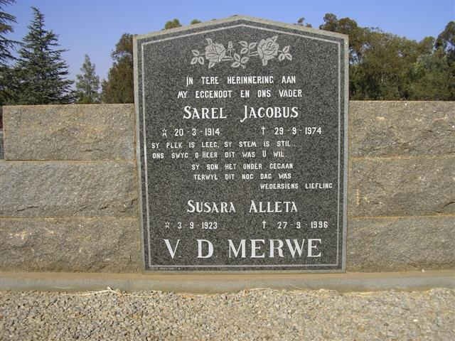 MERWE Sarel Jacobus, van der 1914-1974 &amp; Susanna Aletta 1923-1996