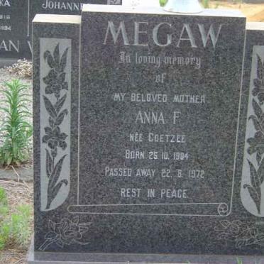 MEGAW Anna F. nee COETZEE 1904-1972