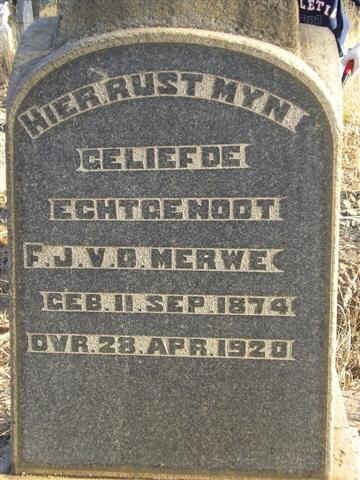 MERWE F.J., v.d. 1874-1920