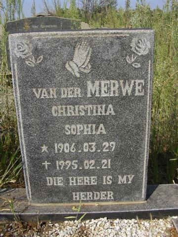 MERWE Christina Sophia, van der 1906-1995