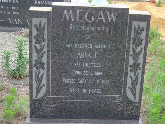 MEGAW Anna F. nee COETZEE 1904-1972