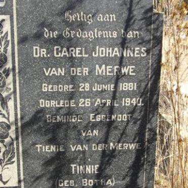 MERWE Carel Johannes, van der 1881-1940 &amp; Tienie BOTHA 1892-1976