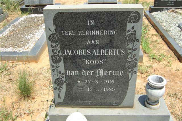 MERWE Jacobus Albertus, van der 1915-1985
