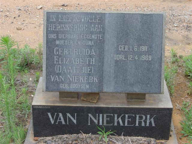 NIEKERK Gertruida Elizabeth, van nee BOOYSEN 1911-1969