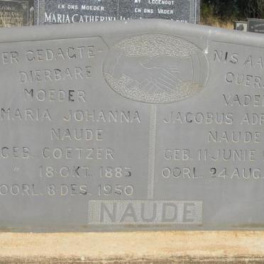 NAUDE Jacobus Adriaan 1886-1951 &amp; Maria Johanna COETZER 1883-1950