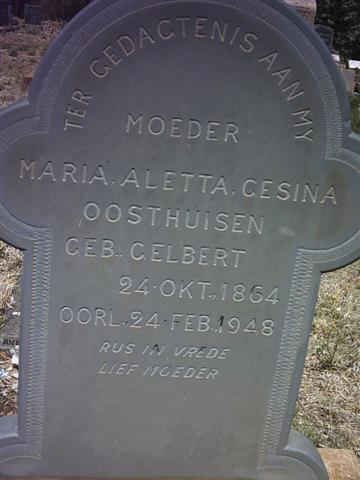 OOSTHUIZEN Maria Aletta Gesina nee GELBERT 1864-1948