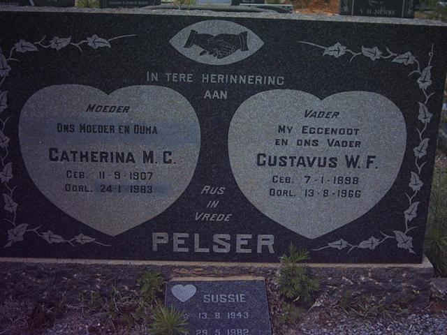 PELSER Gustavus W.F. 1898-1966 &amp; Catharina M.C. 1907-1983 :: PELSER Sussie 1943-1982