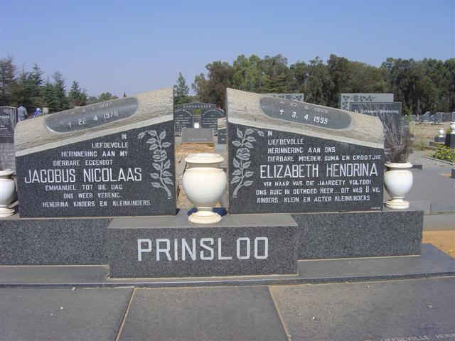 PRINSLOO Jacobus Nicolaas 1897-1978 &amp; Elizabeth Hendrina 1909-1999