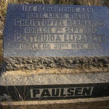 PAULSEN Christoffel Hermanus -1905 &amp; Gertruida Elizabeth -1941