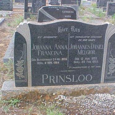 PRINSLOO Johannes Daniel Melgior 1893-1955 &amp; Johanna Anna Francina 1895-1984