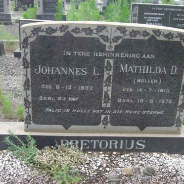 PRETORIUS Johannes L. 1892-1987 &amp; Mathilda D. MOLLER 1910-1972