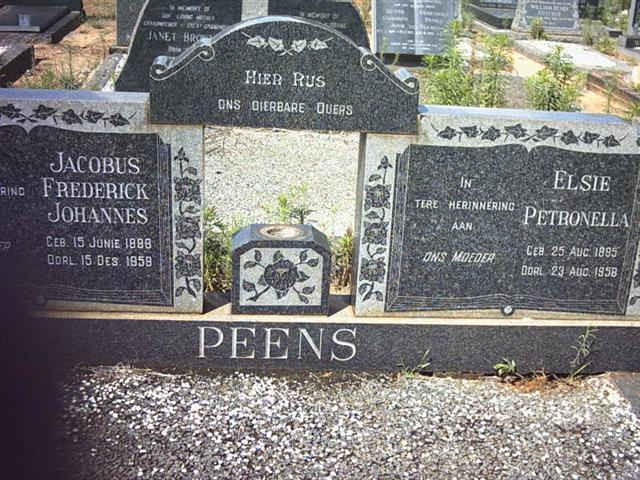 PEENS Jacobus Frederick Johannes 1888-1959 &amp; Elsie Petronella 18?5-1958