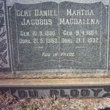 PLOOY Gert Daniel Jacobus, du 1880-1963 &amp; Martha Magdalena 1884-1932