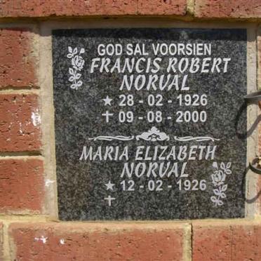 NORVAL Francis Robert 1926-2000 &amp; Maria Elizabeth 1926-