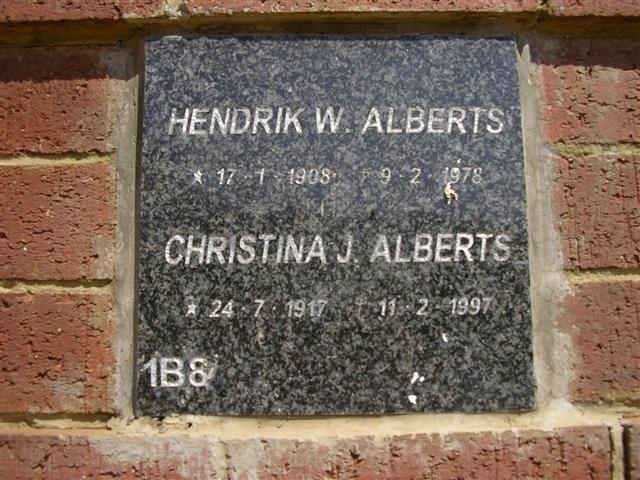 ALBERTS Hendrik W. 1908-1978 &amp; Christina J. 1917-1997