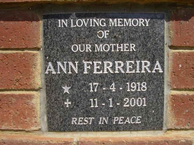 FERREIRA Ann 1918-2001