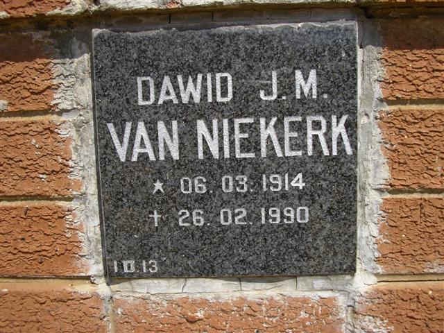NIEKERK Dawid J.M., van 1914-1990