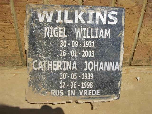 WILKINS Nigel William 1931-2003 &amp; Catharina Johanna 1939-1998