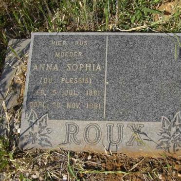 ROUX Anna Sophia nee DU PLESSIS 1881-1961
