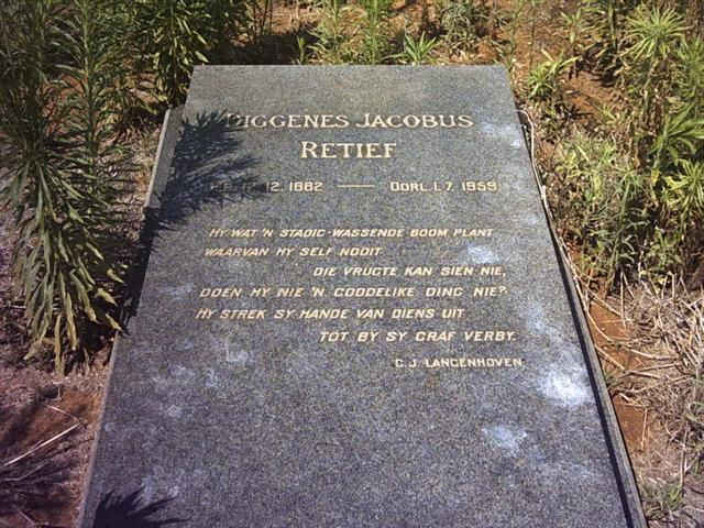 RETIEF Diggenes Jacobus 1882-1959