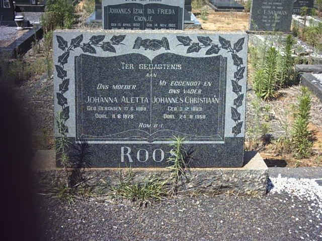 ROOS Johannes Christiaan 18?3-1958 &amp; Johanna Aletta ? 1888-1978