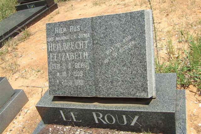 ROUX Heilbrecht Elizabeth, le nee V.D. BERG 1905-1989