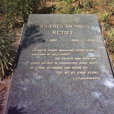 RETIEF Diggenes Jacobus 1882-1959