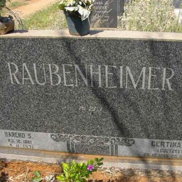 RAUBENHEIMER Barend S. 18?1-1971 &amp; Gertina W. COETZEE 1885-1963