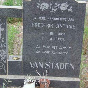 STADEN Frederik Antonie, van 1920-1976