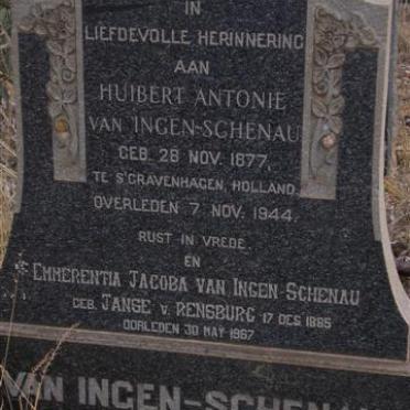 SCHENAU Huibert Antonie, van Ingen 1877-1944 &amp; Emmerentia Jacoba JANSE VAN RENSBURG 1885-1967