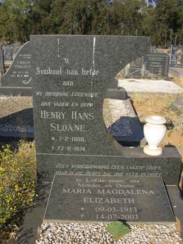 SLOANE Henry Hans 1908-1974 &amp; Maria Magdelena Elizabeth 1913-2003