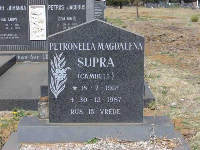 SUPRA Petronella Magdalena nee CAMBELL 1912-1987