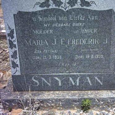 SNYMAN Frederik J. -1939 &amp; Maria J.F. POTTAS -1938