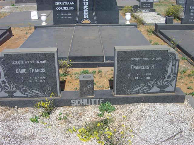 SCHUTTE Francois A. ??-?? &amp; Danie Francis 1900-1979