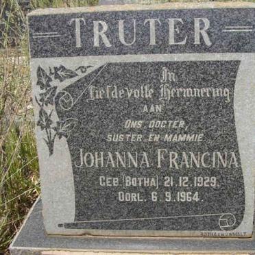 TRUTER Johanna Francina nee BOTHA 1929-1964