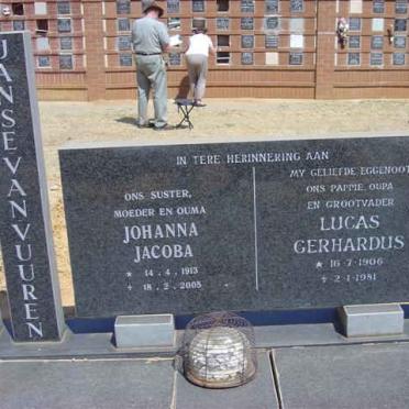 VUUREN Lucas Gerhardus, Jansen van 1906-1981 &amp; Johanna Jacoba 1913-2005