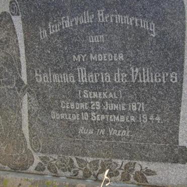 VILLIERS Salmina Maria, de néé SENEKAL 1871-1944