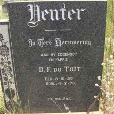 VENTER D.F. du Toit 1920-1970