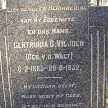 VILJOEN Gertruida C. néé V.D. WALT 1885-1952