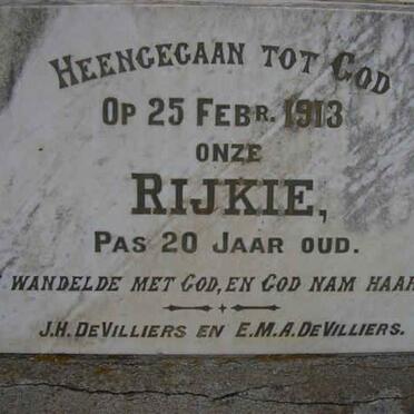 VILLIERS Rijkie, de -1913