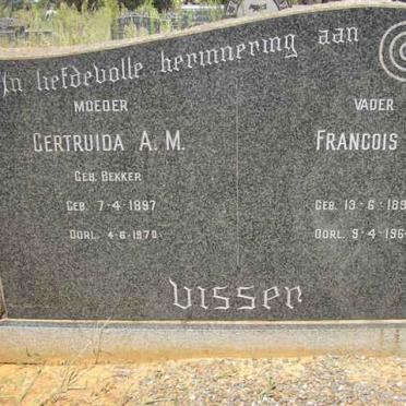 VISSER Francois J.1892-1964 &amp; Gertruida A.M. BEKKER 1897-1970