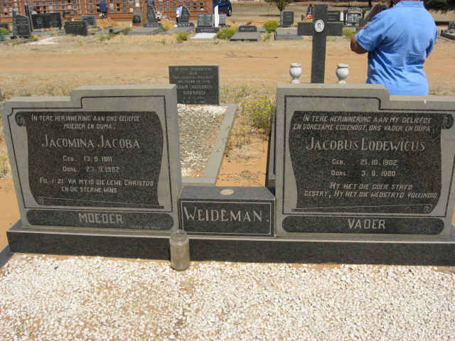 WEIDEMAN Jacobus Lodewicus 1902-1980 &amp; Jacomina Jacoba 1911-1982