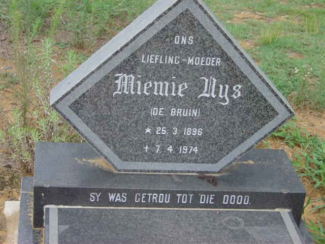 UYS Miemie nee DE BRUIN 1896-1974